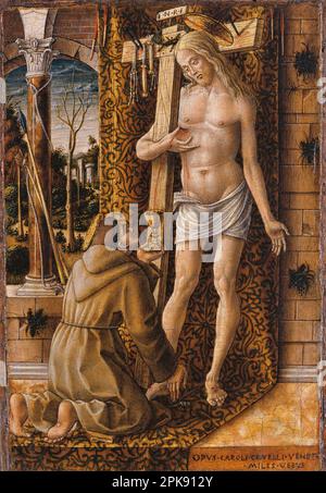 San Francesco che raccoglie il sangue di Cristo (1490 - 1500) di Carlo Crivelli Foto Stock