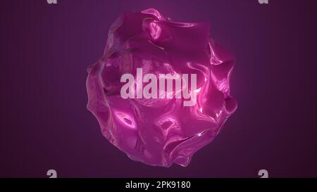 Globo luminoso, rosa scuro in fiore, bella animazione 3D. illumina la cornice rotonda con un effetto luce circolare. Foto Stock