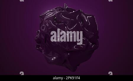 Color cioccolato scuro cosmo viola brillante onda rotonda isolato su sfondo viola. Globo luminoso, rosa scuro in fiore, bella animazione 3D. Li Foto Stock