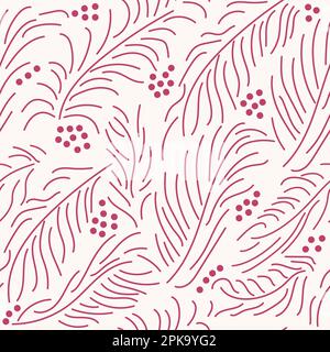foglia linea arte banana foglie senza cuciture ripetizione modello disegno moderno natura modello vettore illustrazione. lascia un lussuoso ed elegante tessuto regale in piuma Illustrazione Vettoriale