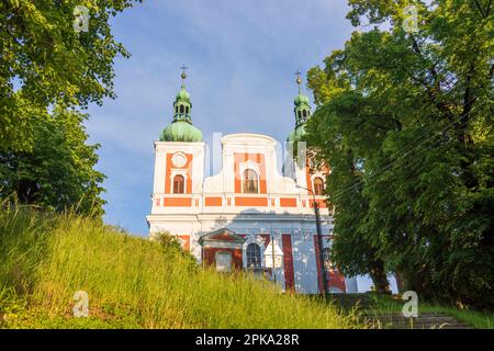 KRNOV (Jägerndorf), Chiesa di nostra Signora dei sette dolori a Cvilin (Kostel Panny Marie Sedmibolestne a Povysení svateho Krizena Cvilin) a Moravskoslezsky, Regione Moravo-Slesiana, Regione Mährisch-schlesische, Ceco Foto Stock