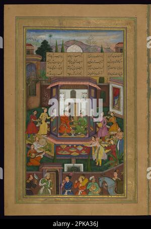 Shirin intrattiene Khusraw 1597-1598 (Mughal) di Amir Khusraw Dihlavi Foto Stock