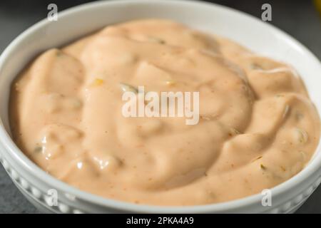 Salsa speciale di hamburger fatti in casa con Ketchup e Mayo Foto Stock