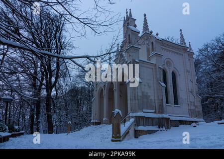 Vienna, cappella Sisi, neve nel 19. Döbling, Austria Foto Stock