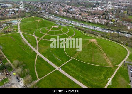 Veduta aerea di Northala Fields, Northolt, West London, Regno Unito. Foto Stock