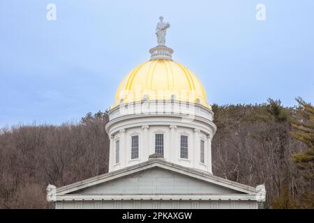 Esterno dell'edificio del Campidoglio del Vermont a Montpellier, Vermont Foto Stock