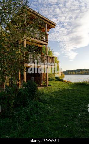 Riserva naturale Haselbacher Teiche vicino Haselbach, distretto di Altenburger Land, Turingia, Germania Foto Stock