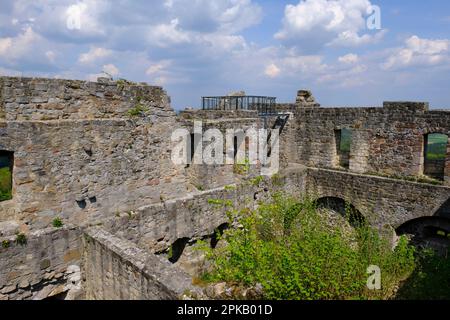 Castello rovina Bramberg nel parco naturale Haßberge, quartiere Haßfurt, bassa Franconia, Franconia, Baviera, Germania Foto Stock