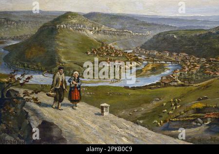 Otto Horeishi (1857-1937). Pittore ceco. Paesaggio: Veliko Tarnovo, 1890. Galleria Nazionale d'Arte. Sofia. Bulgaria. Foto Stock