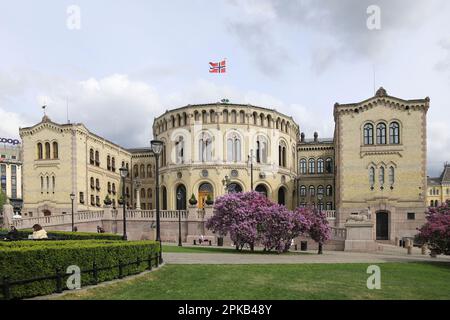 Oslo, Norvegia, Stortinger, Parlamento, Eidsvolls plass Foto Stock