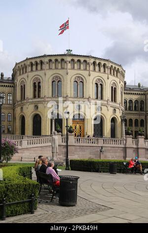 Oslo, Norvegia, Stortinger, Parlamento, Eidsvolls plass Foto Stock