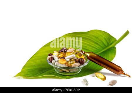 Assortimento di integratori alimentari. Foto Stock