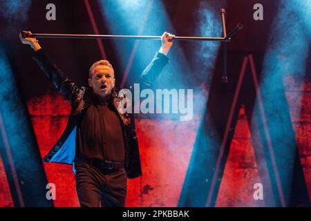 Chicago, Stati Uniti. 05th Apr, 2023. Dave Gahan di Depeche Mode durante il Memento Mori Tour presso United Center il 5 aprile 2023, a Chicago, Illinois (Foto di Daniel DeSlover/Sipa USA) Credit: Sipa USA/Alamy Live News Foto Stock