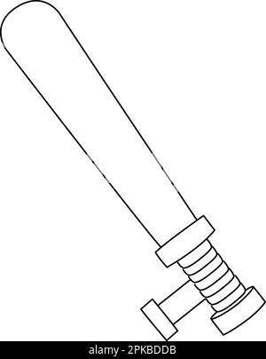 Pagina isolata da colorare di Baton di polizia per i bambini Illustrazione Vettoriale