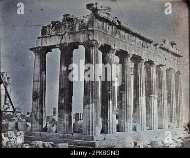 Facciata e colonnato nord del Partenone sull'Acropoli, Atene 1842 di Joseph-Philibert Girault de Prangey Foto Stock