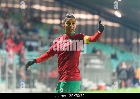 Ghizlane Chebbak (7 Marocco) durante l'amichevole internazionale tra la Repubblica Ceca e il Marocco a Letni Stadion, Chomutov. (Sven Beyrich/SPP) Foto Stock