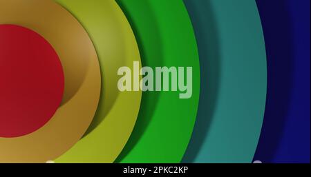 Immagine di cerchi colorati che si muovono su sfondo viola Foto Stock
