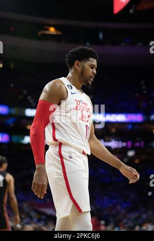 Filadelfia, USA, Aprile 6th 2023: Tobias Harris (12 Sixers) durante il gioco della National Basketball Association tra Philadelphia Sixers e Miami Heat al Wells Fargo Center di Philadelphia, USA (Georgia Soares/SPP) Credit: SPP Sport Press Photo. /Alamy Live News Foto Stock