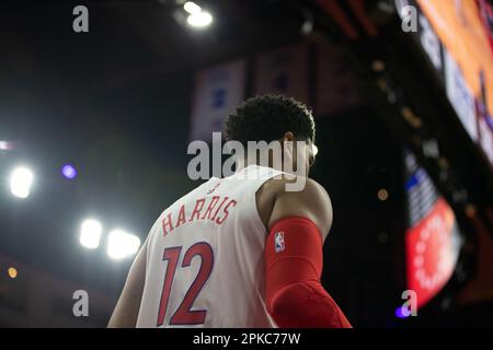 Filadelfia, USA, Aprile 6th 2023: Tobias Harris (12 Sixers) durante il gioco della National Basketball Association tra Philadelphia Sixers e Miami Heat al Wells Fargo Center di Philadelphia, USA (Georgia Soares/SPP) Credit: SPP Sport Press Photo. /Alamy Live News Foto Stock