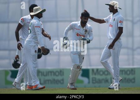 Il quarto giorno del solo test match tra Bangladesh e Irlanda allo Sher-e-Bangla National Cricket Stadium, Mirpur, Dhaka, Bangladesh. Foto Stock