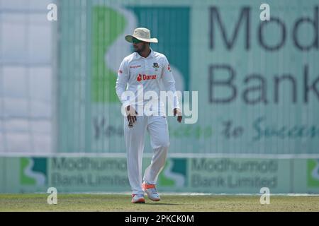 Il quarto giorno del solo test match tra Bangladesh e Irlanda allo Sher-e-Bangla National Cricket Stadium, Mirpur, Dhaka, Bangladesh. Foto Stock