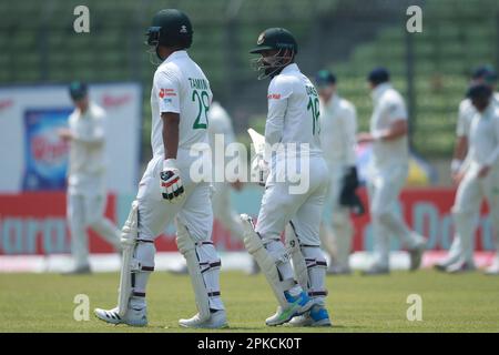 Il quarto giorno del solo test match tra Bangladesh e Irlanda allo Sher-e-Bangla National Cricket Stadium, Mirpur, Dhaka, Bangladesh. Foto Stock