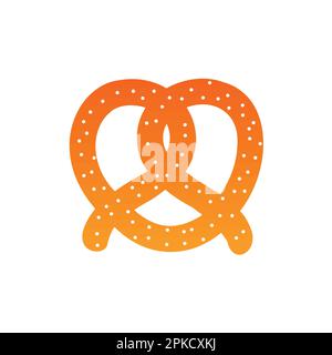 Icona pretzel. Cartello panetteria. Icona arancione su sfondo bianco Illustrazione Vettoriale