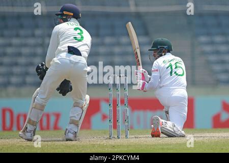 Durante il quarto giorno del solo test match tra Bangladesh e Irlanda allo Sher-e-Bangla National Cricket Stadium, Mirpur, Dhaka, Bangladesh. Foto Stock