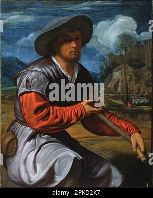 Pastore con flauto circa 1525 di Giovanni Girolamo Savoldo Foto Stock
