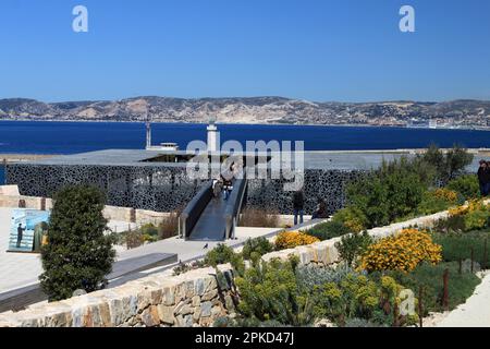 Giardino delle migrazioni, Fort St Jean, Fort Saint Jean, Musem, Musee des Civilisations de l'Europe et de la Mediterranee, Ponte, Porto, Marsiglia Foto Stock