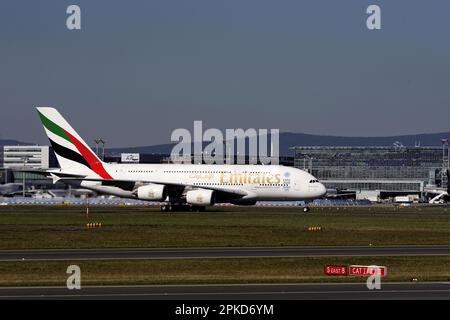 A 380-861 Emirates a Francoforte Foto Stock