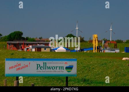 Estate, Mare del Nord, Frisia del Nord, Pellworm, Isola del Mare del Nord, Scudo, Germania Foto Stock