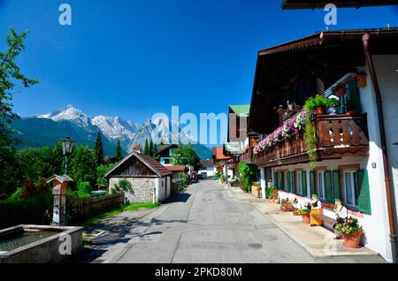 Storico, Zugspitze Group, Zugspitze, alta Baviera, Garmisch-Partenkirchen, Germania, Europa Foto Stock