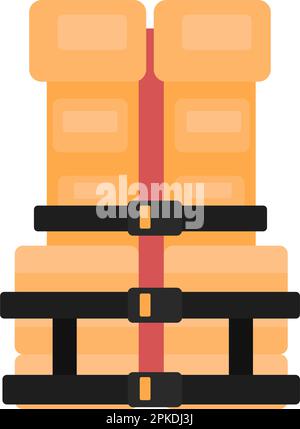 Illustrazione con giubbotto di salvataggio in stile cartoon a colori. Disegno grafico vettoriale modificabile. Illustrazione Vettoriale