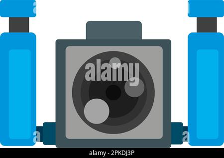 Fotocamera subacquea impermeabile in stile cartone animato a colori. Disegno grafico vettoriale modificabile. Illustrazione Vettoriale