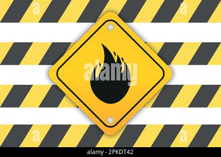 Simbolo di pericolo di incendio, illustrazione vettoriale piatta Illustrazione Vettoriale