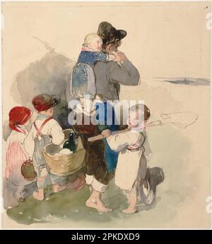 Bambini in cammino per lavorare nei campi, 1840 1840 di Peter Fendi Foto Stock