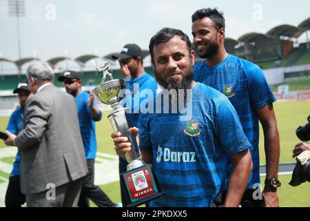 Durante il quarto giorno del solo test match tra Bangladesh e Irlanda allo Sher-e-Bangla National Cricket Stadium, Mirpur, Dhaka, Bangladesh. Foto Stock