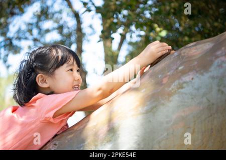 Ragazza rampicante Foto Stock