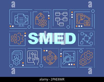 SMED parola concetti banner blu scuro Illustrazione Vettoriale