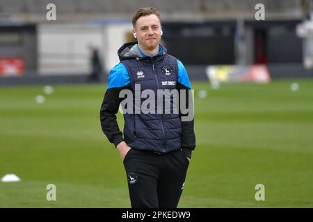 Cleethorpes, Regno Unito. 06th Apr, 2023. Dan Kemp di Hartlepool United durante la partita della Sky Bet League 2 tra Grimsby Town e Hartlepool United a Blundell Park, Cleethorpes venerdì 7th aprile 2023. (Foto: Scott Llewellyn | NOTIZIE MI) Credit: NOTIZIE MI & Sport /Alamy Live News Foto Stock