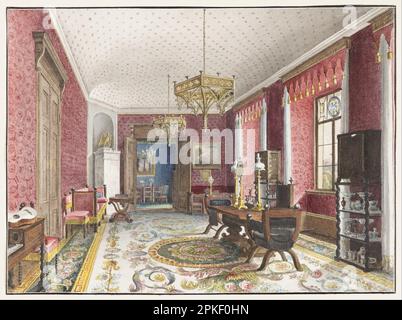 La Sala Rossa, Schloss Fischbach circa 1846 di Friedrich Wilhelm Klose Foto Stock