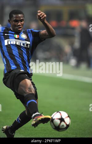 Milano, Italia, 24/02/2010 : Samuel Eto’o durante la partita Inter Chelsea Foto Stock