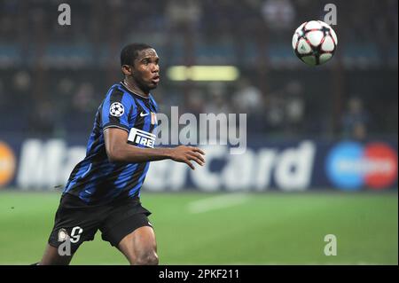 Milano, Italia, 24/02/2010 : Samuel Eto’o durante la partita Inter Chelsea Foto Stock