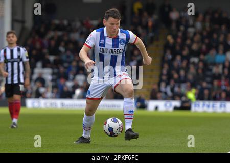 Cleethorpes, Regno Unito. 06th Apr, 2023. Connor Jennings di Hartlepool United durante la partita della Sky Bet League 2 tra Grimsby Town e Hartlepool United a Blundell Park, Cleethorpes venerdì 7th aprile 2023. (Foto: Scott Llewellyn | NOTIZIE MI) Credit: NOTIZIE MI & Sport /Alamy Live News Foto Stock