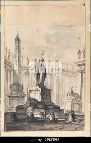 Fantasia architettonica con Fontana e Obelisco ca. 1745 di Louis-Joseph le Lorrain Foto Stock