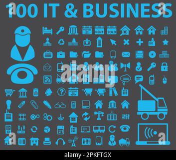 Una serie di 100 icone IT e Business Illustrazione Vettoriale