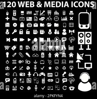Una serie di icone Web e multimediali, illustrazione vettoriale Illustrazione Vettoriale