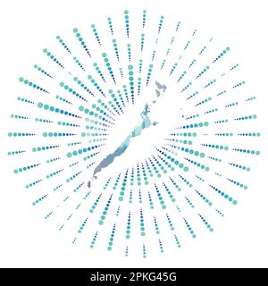 Forma di Palawan, raffica di sole poligonale. Mappa dell'isola con coloratissime razze. Illustrazione Palawan in digitale, tecnologia, internet, stile di rete. Illustrazione Vettoriale