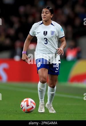 Jessica carter in azione durante la Finalissima femminile al Wembley Stadium, Londra. Data immagine: Giovedì 6 aprile 2023. Foto Stock